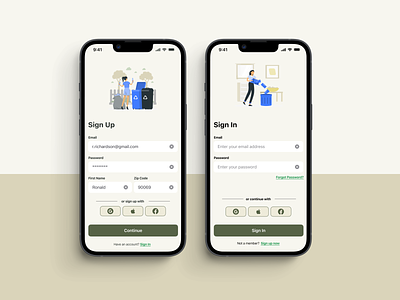 ReTHNK Recycling App - Sign Up/Sign In screens app case study design figma logo mobile app ui ux