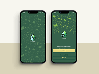 ReTHNK Recycling app - Launch/Welcome screen app case study design figma ios logo mobile app ui ux