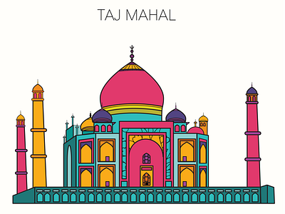 INDEA-TAJ MAHAL art art direction artboard artwork color palette colorful design designer flatart illustration illustrator india tajmahal