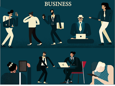 characters business caracter design laptop phone social media