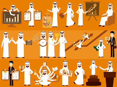 Arabian-Character arabian business character chart conference contract cv investment market meeting money sign stock exchange time management to do list