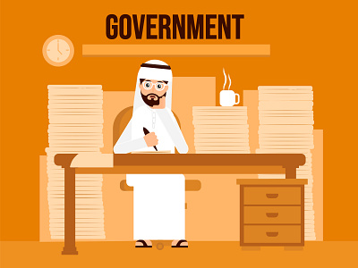 Government-office arabian business busy character goverment lazy office tea time management