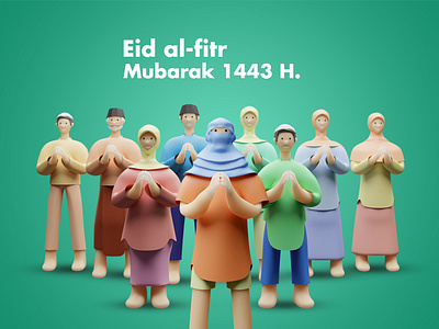 Bermaaffan di hari yang fitri 3d eidal iftr eidmubarak idulfitri illustration isometric ramadan