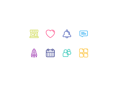 Icon Set for Kids app calendar community dashboard explore favourite friends heart icon marketplace massages notification