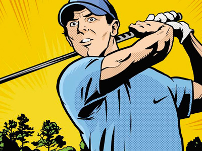Sport Magazine - The Rise of Rory comic cover dobi editorial golf mcilroy pulp retro rory sport