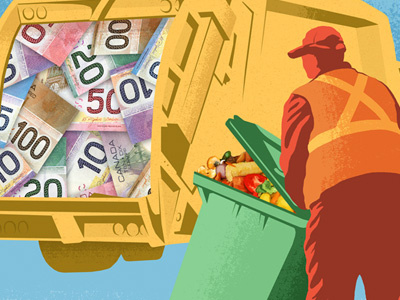 Trash for Cash editorial editorial illustration recycling trash vancouver