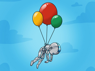 poor robot 🤖🎈 balloon illustration lost procreate robot