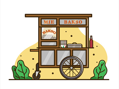 meatball noodle carts adobe illustrator cart design food illustration indonesia mie bakso vector