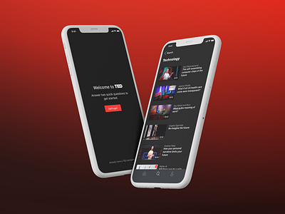 TED Conferences mobile application experience dark theme mobile application design software design software development streaming serivce tablet application design ted ted talks
