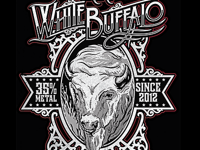Thar Be Buffalo buffalo metal band scratchboard whiskey label white