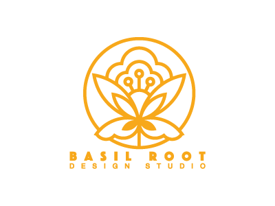 Basil Root Design Studio Logo basil branding design flower logo root studio