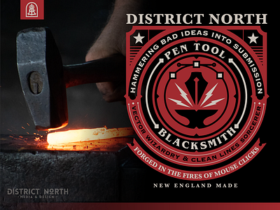 Pen Tool Blacksmith branding custom district north design greek http:www.districtnorthdesign.com illustration logo new hampshire nick beaulieu typography vector vintage