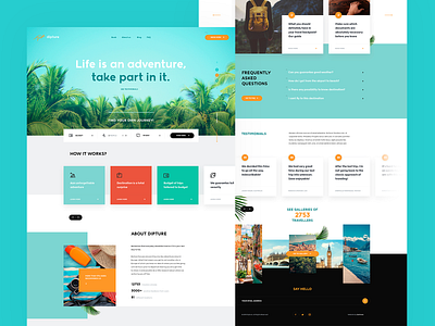 Dipture Travel Website Design brand branding code design designer designs ui ux wordpress wordpress design wordpress theme