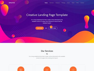 Creative Landing Page Template bootstrap 4 creative creative landing page design css css 3 css animation design html css html template html5 landing page template template web design website design