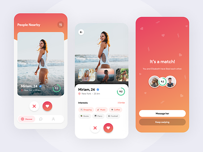 Dating App app clean concept couple date dating dating app design girl ios love matching minimal mobile mobile app partner social app tinder ui ux