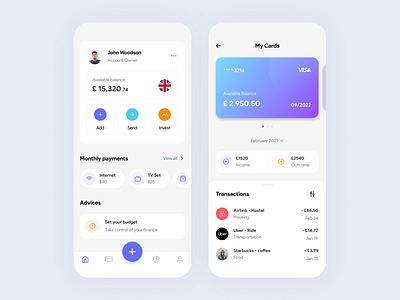 Finance App app banking banking app card clean concept design finance finance app financial fintech ios minimal mobile mobile app money simple ui ux wallet