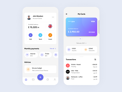 Finance App app banking banking app card clean concept design finance finance app financial fintech ios minimal mobile mobile app money simple ui ux wallet