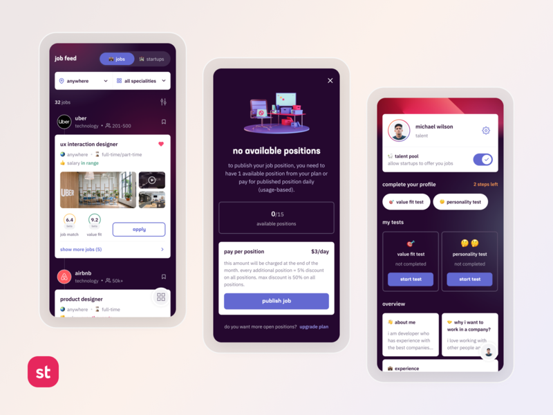 supertalent - Platform is Live! app app design clean hiring job job application job board job finder job listing jobs minimal mobile mobile app mobile ui product design saas simple ui ux