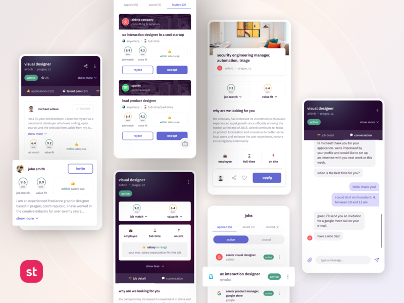 supertalent - Job Management app app design clean hiring job job application job board job finder job listing jobs minimal mobile mobile app mobile ui product design saas simple ui ux