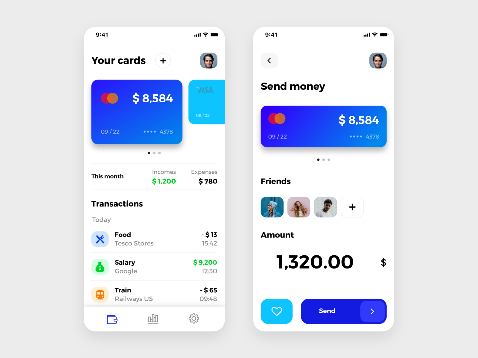 Bank app by Radovan Tucek on Dribbble