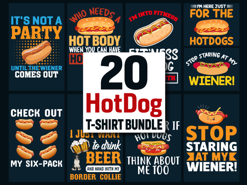 Hot Dogs T Shirt Design Bundle by Adobe Anik on Dribbble