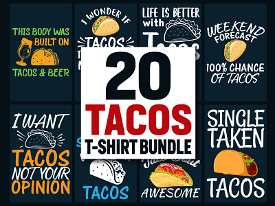 Tacos T-Shirt Design Bundle