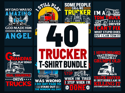 Truck Driver T-Shirt Design Bundle