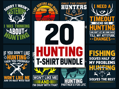 Hunting Driver T-Shirt Design Bundle