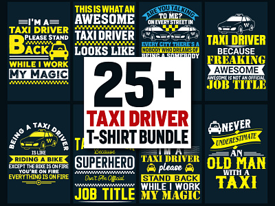 Taxi Driver T-Shirt Design Bundle best taxi trendy t shirt