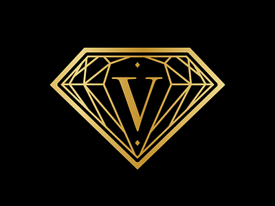 V Logo diamond gold logo