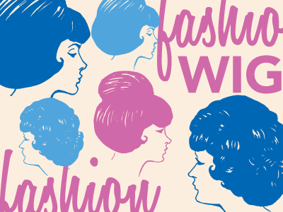 Wigs girls illustration pink wigs