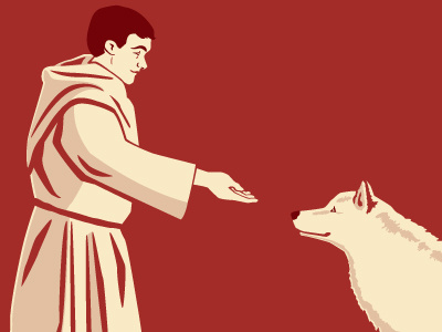 St. Francis Christmas Card 1 card christmas friar illustration wolf