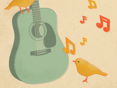 Birds Poster 2 bird guitar illustration poster texture