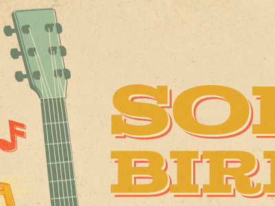 Birds Poster 3 bird guitar illustration poster texture type