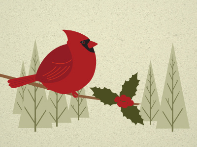 Holiday Card Work In Progress bird christmas holiday illustration trees