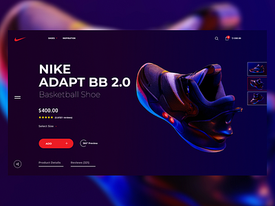 Nike Adapt BB 2.0 Basketball Shoe Concept art astrology branding concept design minimal shop ui ux web webdesign webdesigner