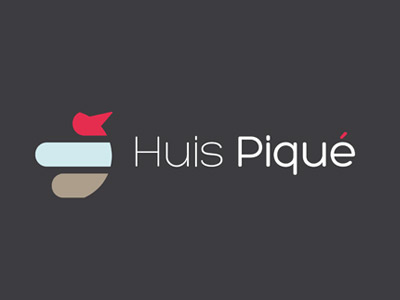 Huis Piqué blue brown grey identity logo red