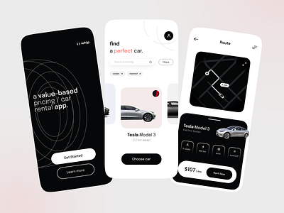 Car Rental App abstract app black branding car car rental dark minimal rental ui ux