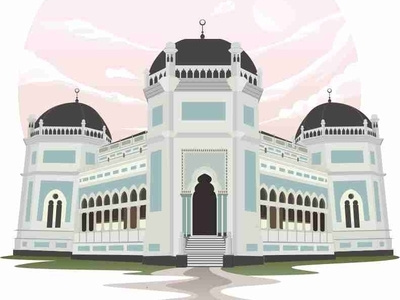 Masjid Raya coreldraw icon illustration medan vector