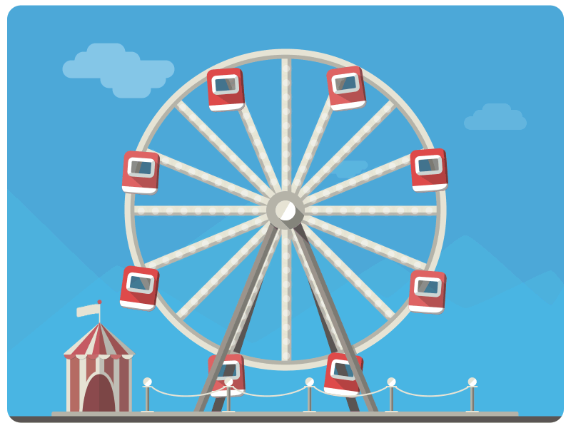 Wilkie's Wonderful Wobbble Wheel 2d animation after effects animation carnival ferris wheel fun gif motion graphics ride wobble