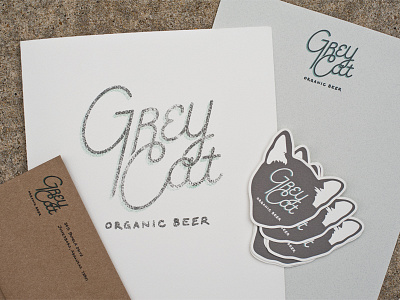 Grey Cat beer branding design grey identity design illustration lettering logo logo design organic texture typography