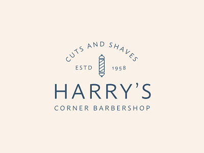 Harry's Corner Barbershop Logo barber barbershop brand haircut identity illustration logo shaves typography