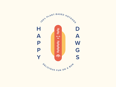 Happy Dawgs Logo brand franks hotdog identity illustration logo plant based typography vegan