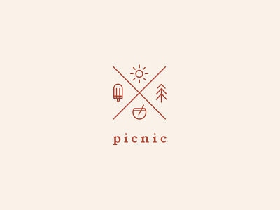 Picnic Logo brand icon identity illustration logo minimal picnic typography