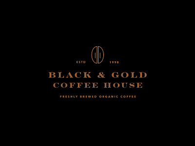 Black & Gold Coffee House Logo brand cafe coffee coffee house identity liquid gold logo typography