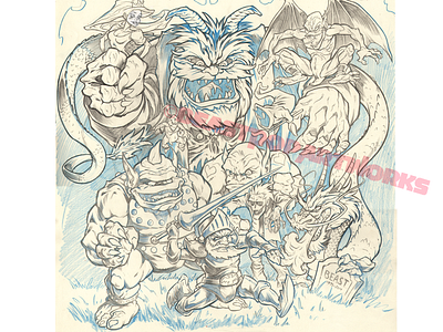 GHOSTS 'N' GOBLINS pencil artwork