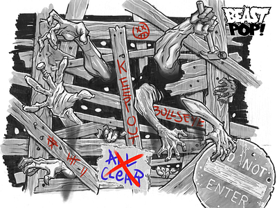 NERF: ZOMBIE STRIKE package art rough sketches