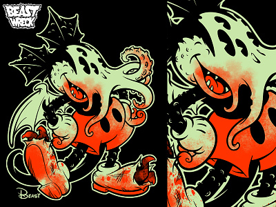 MICKTHULHU MOUSE cthulhu lovecraft mascot monster parody t shirt design