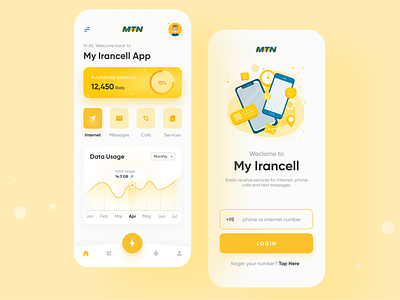 My Irancell App Redesign analysis app app design balance call charge data usage internet internet use iran irancell login message mobile mtn network ui design ui ux