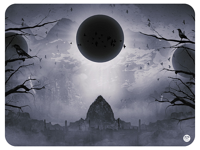 Eternal Eclipse black metal black sun eclipse fog foggy mist mountain moutains photoshop photoshop art